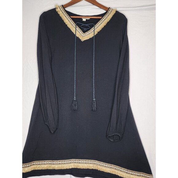 Ya Los Angeles Womens Long‎ Sleeve Black Tunic Sz LG - Picture 4 of 8